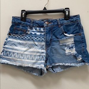 Forever21 Bleached Tribal Pattern Denim Cutoffs-26
